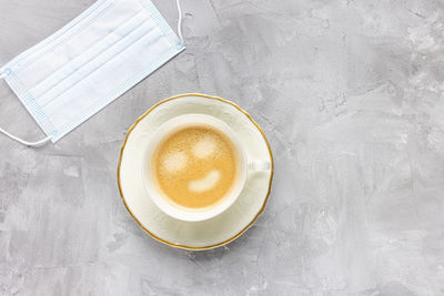 High angle view of coffee on table