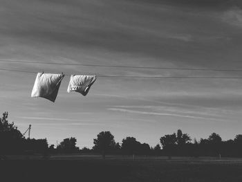 Low angle view of clothesline