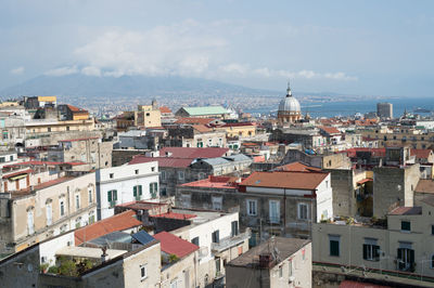 High angle view of townscape against sky