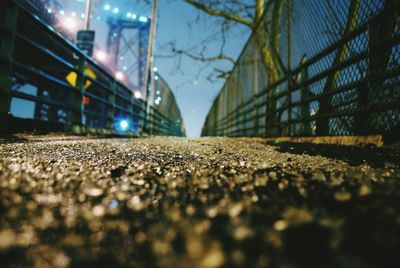 Surface level of road in city at night