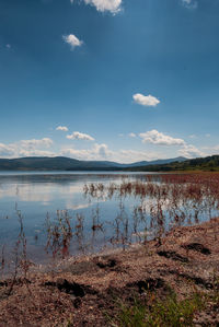 Scenic view of lake against sky