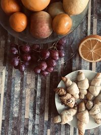 High angle view of fruits on table