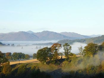 Scenic view of lake and mountains