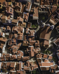 High angle view of buildings in city