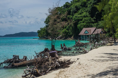 Scenic view of beach against sky