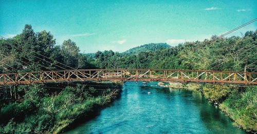 Bridge over river against sky