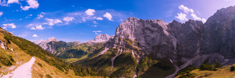 Panoramic view of mountains against sky