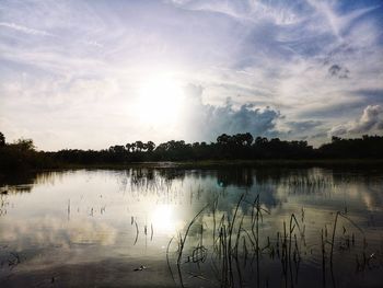 Scenic view of lake against sky