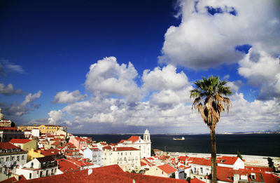 View of sea with buildings in background