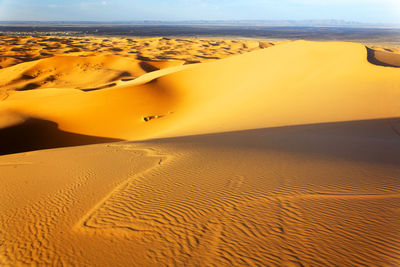 Scenic view of sand dunes at erg chebbi desert