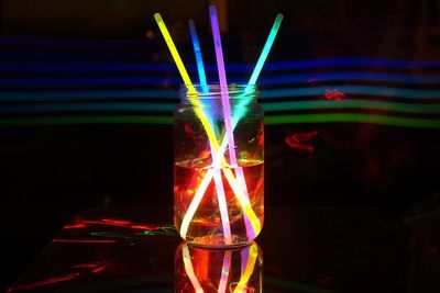 Close-up of illuminated lighting equipment
