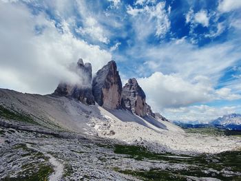 Panoramic view of mountain range against sky