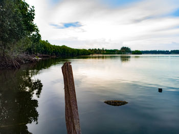 Scenic view of lake against sky