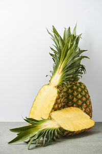 Close-up of pineapple against white background