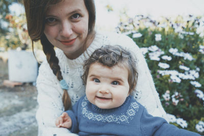 Portrait of mother and son