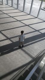 High angle view of shadow on wall