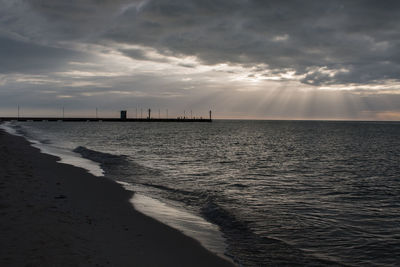 Scenic view of sea against cloudy sky