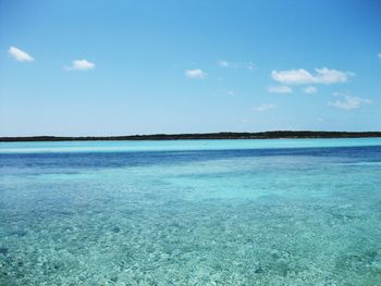 Scenic view of sea against blue sky