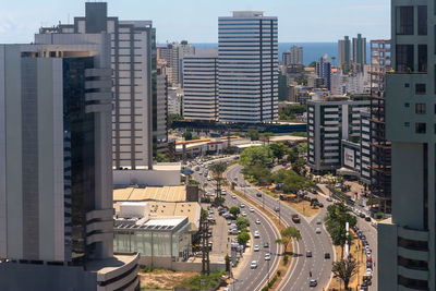 View from the top of buildings on avenida magalhaes neto in the city of salvador, bahia.