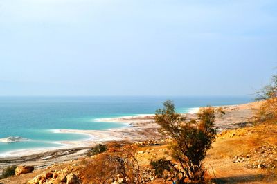 Scenic view of sea against clear sky