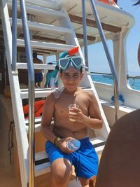 Drinking lemonade on the stairs of a cruise boat at akamas peninsula national park