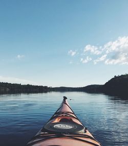 Kayak on lake in canada