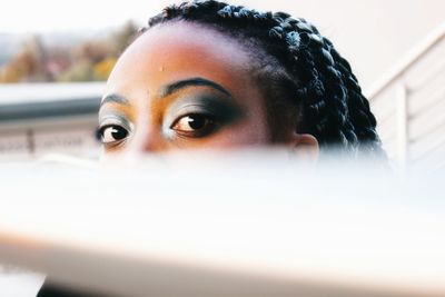 Close-up portrait of young woman