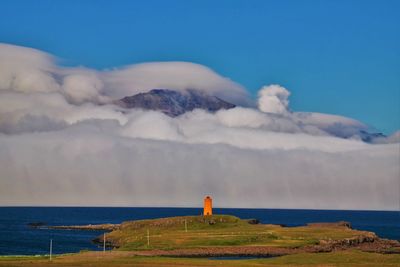 Scenic view of sea against cloudy sky