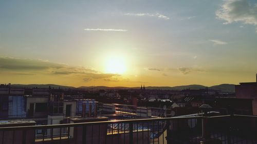 View of cityscape at sunset