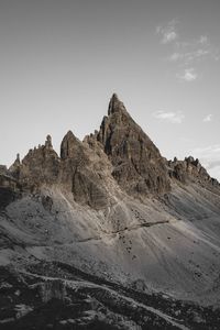 Scenic view of rocky mountains against clear sky