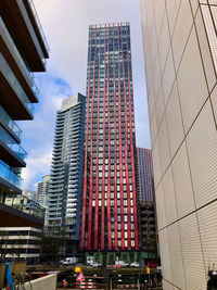 Low angle view of modern buildings in city