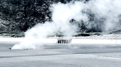 Smoke emitting from geyser