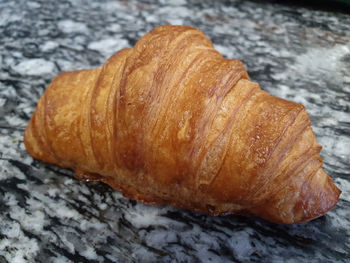 High angle view of bread on wood