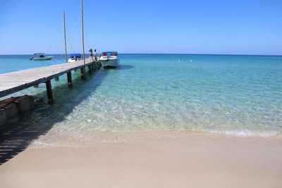 Scenic view of sea against clear sky