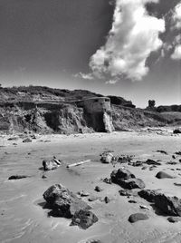 Scenic view of rocks on beach