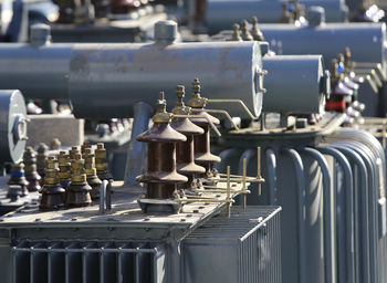 Many electric voltage transformers in the landfill to cellect special waste