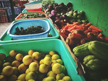 Close-up of fruits for sale at market stall