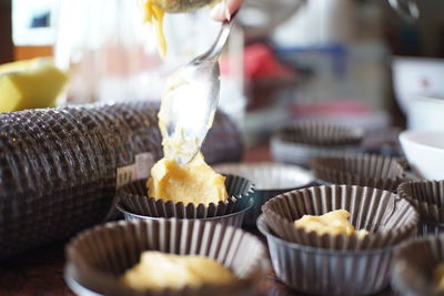 Close-up of cupcakes on table