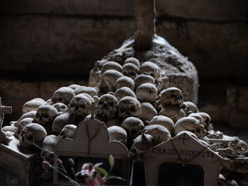 Close-up of human sculpture in temple