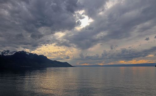 Scenic view of sea against sky during sunset