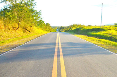 Road amidst trees against clear sky