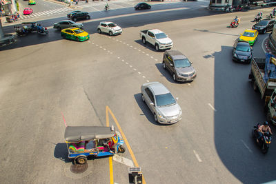 High angle view of traffic on road