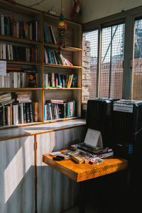 Open book on table at home