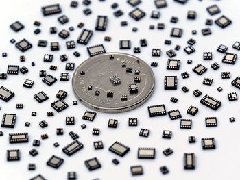 High angle view of computer keyboard