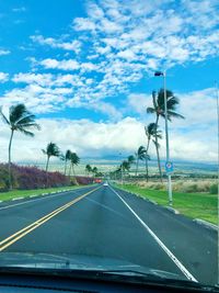 Road seen through car windshield