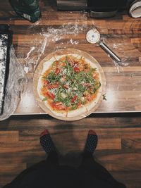 High angle view of food on table