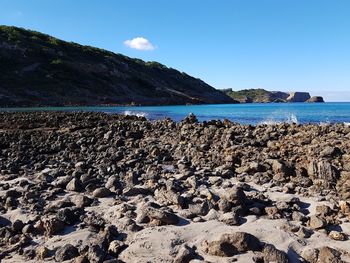 Scenic view of sea against clear sky