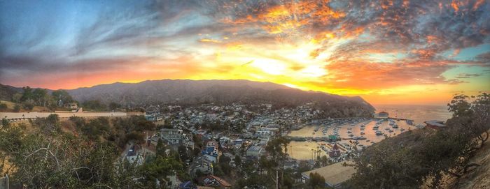 Scenic view of mountains at sunset