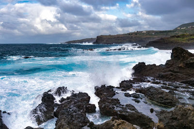 Breaking waves on northern tenerife coast