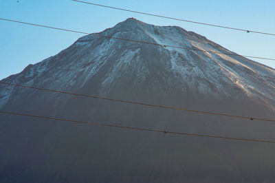 Low angle view of cables against clear blue sky